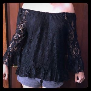 Boutique black floral shirt